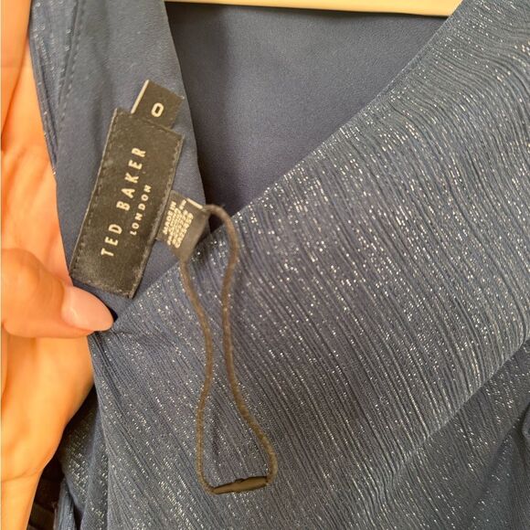 NWOT Ted Baker Laurae Bias Cut Ruffle Gown in Midnight Blue Shimmer - Picture 10 of 12